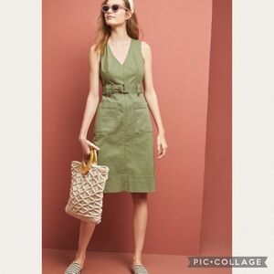 Anthropologie Maeve Oona Utility Dress in Moss (Price Firm)